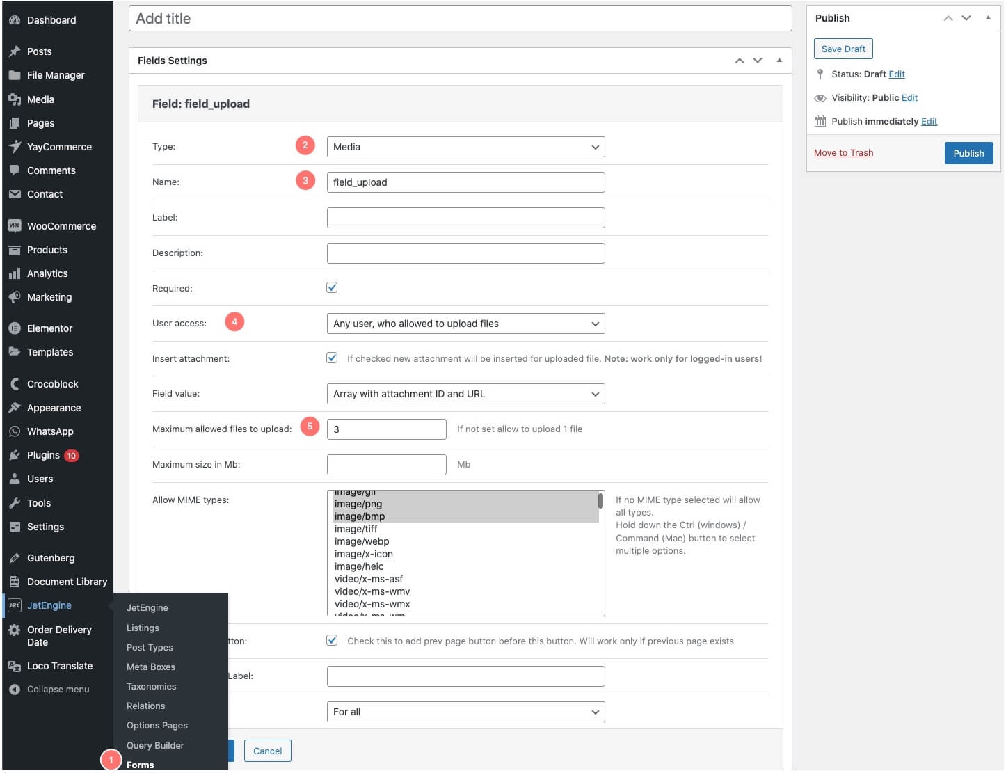 create a upload file form in jetengine 